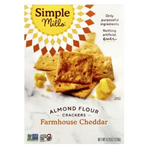 Simple Mills Bolachas de Farinha de Amêndoa Queijo Cheddar Caseiro 120 g (425 oz)