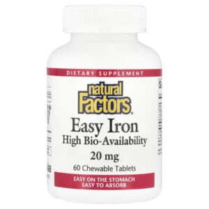 Natural Factors Ferro Fácil 20 mg 60 Comprimidos Mastigáveis