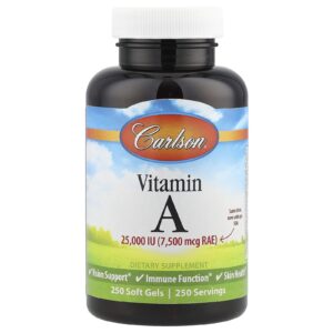 Carlson Vitamina A 7.500 mcg RAE (25.000 UI) 250 Cápsulas Softgel