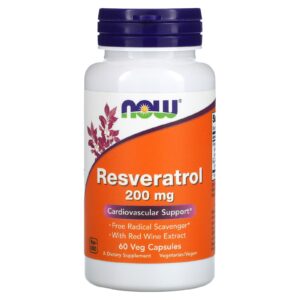 NOW Foods Resveratrol Natural 200 mg 60 Cápsulas Vegetais