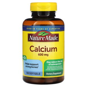 Nature Made Cálcio com vitamina D3 400 UI 600 mg 100 Softgels