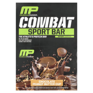 MusclePharm Barras Combat Sport Copinhos com Manteiga de Amendoim com Chocolate 12 Barras 54 g (190 oz) Cada