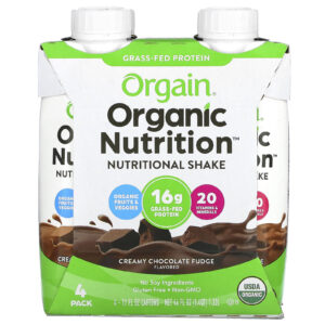 Orgain Organic Nutrition Shake Nutricional Tudo em Um Fudge de Chocolate Cremoso Pacote com 4 325 ml cada