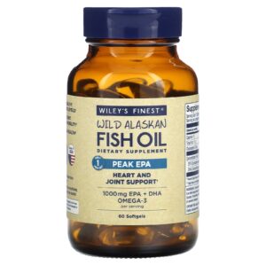 Wileys Finest Óleo de Peixe Selvagem do Alasca Pico de EPA 60 Cápsulas Softgel