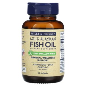 Wileys Finest Óleo de Peixe Selvagem do Alasca Minis Easy Swallow 60 Cápsulas Softgel