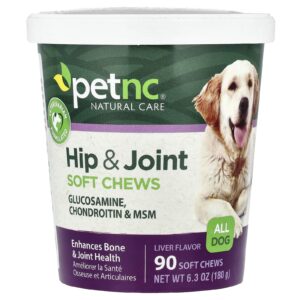 petnc NATURAL CARE Quadril e Articulações Para Cães Fígado 90 Cápsulas Mastigáveis 180 g (63 oz)