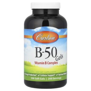 Carlson Gel B-50 Complexo de Vitamina B 200 Cápsulas Softgel