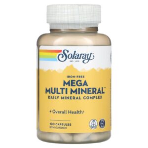 Solaray Mega Multi Mineral sem ferro 100 cápsulas