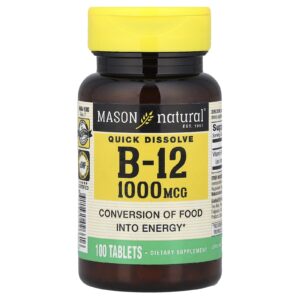 Mason Natural Dissolução Rápida Vitamina B-12 1.000 mcg 100 Comprimidos