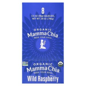 Mamma Chia Espremedor de Chia Orgânica Lanche Vitalidade Framboesa Silvestre 8 Espremedores 99 g (35 oz) Cada