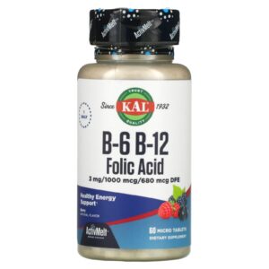 KAL B6 B12 Ácido Fólico Frutas Vermelhas 60 Micro comprimidos