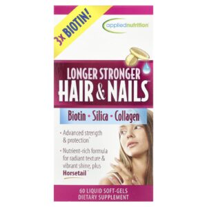 Applied Nutrition Cabelos e Unhas Mais Longos e Fortes 60 Cápsulas de Gel Líquido