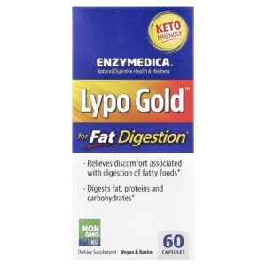 Enzymedica Lypo Gold™ Para Gordura e Digestão 60 Cápsulas