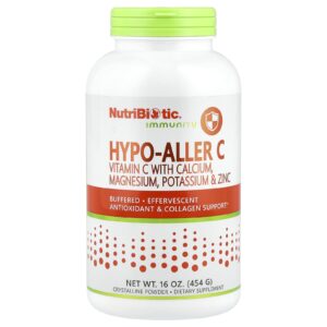 NutriBiotic Imunidade Vitamina C Hypo-Aller C com Cálcio Magnésio Potássio e Zinco 454 g (16 oz)