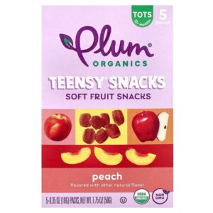 Plum Organics Lanche da Teensy Soft Fruits Acima de 12 Meses Pêssego 5 Pacotes 10 g (035 oz) Cada