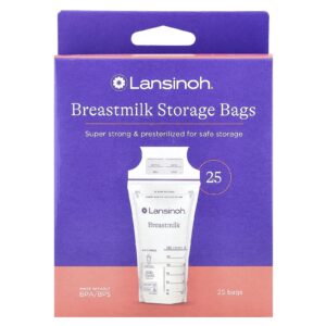 Lansinoh Bolsas de armazenamento de leite materno 25 Bolsas pré-esterilizadas