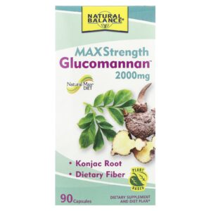 Natural Balance Glucomannan™ Potência Máxima 90 Cápsulas (666 mg por Cápsula)