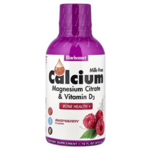 Bluebonnet Nutrition Cálcio Líquido citrato de magnésio e vitamina D3 sabor natural de framboesa 16 fl oz (472 ml)