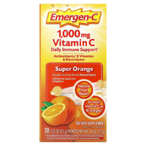 Emergen-C Vitamina C Mistura para Bebidas Gaseificadas com Sabor Super Laranja 1.000 mg 30 Pacotes 91 g (032 oz) Cada