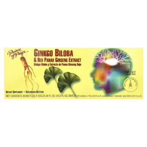 Prince of Peace Ginkgo biloba e Extrato de Panax ginseng Vermelho 30 Frascos 034 fl oz Cada