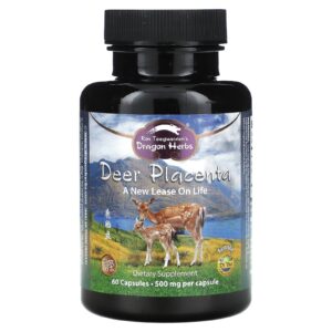 Dragon Herbs Placenta de veados 500 mg 60 Cápsulas