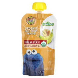 Earths Best Sesame Street Smoothie de Iogurte com Frutas Orgânicas Para Maiores de 2 Anos Banana e Pêssego 120 g (42 oz)