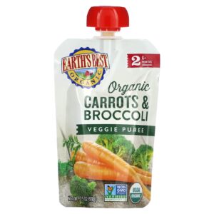 Earths Best Purê de Vegetais Orgânicos Mais de 6 Meses Cenoura e Brócolis 99 g (35 oz)
