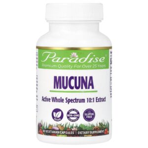 Paradise Herbs Mucuna 60 Cápsulas Vegetarianas (250 mg por Cápsula)