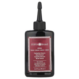Surya Brasil Creme de Henna Tintura para Cabelos de Alta Performance e Saudável para Cobertura dos Cabelos Grisalhos Castanho-Escuro 70 ml (237 fl oz)