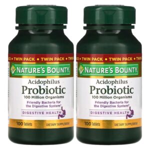 Natures Bounty Probiótico Acidophilus Embalagem Dupla 100 Comprimidos Cada (05 mg por Comprimido)