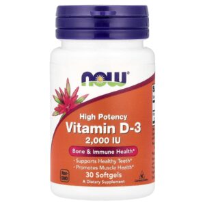 NOW Foods Vitamina D-3 2.000 UI 30 Cápsulas Softgel