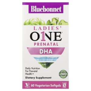 Bluebonnet Nutrition Ladys One® DHA Pré-Natal 60 Cápsulas Softgel Vegetarianas (200 mg por Cápsula Softgel)