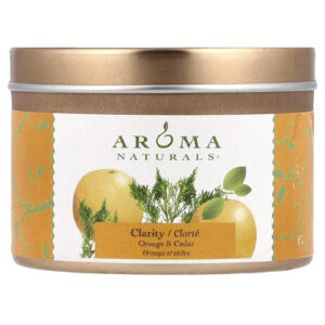 Aroma Naturals Soy VegePure Vela em Lata para Viagem Clareza Laranja e Cedro 7938 g (28 oz)