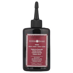 Surya Brasil Creme de Henna Tintura Capilar Vegana Semipermanente para Cobertura de Cabelos Brancos e Tônico para Cabelos Descoloridos Castanho Dourado 70 ml (237 fl oz)