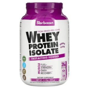Bluebonnet Nutrition Isolado Proteico de Soro Natural 100% Sabor Original Natural 992 g (22 lb)