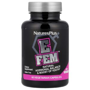 NaturesPlus E Fem™ para Mulheres Equilíbrio Hormonal Natural e Reforço da Juventude 60 Cápsulas Vegetarianas