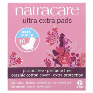 Natracare Absorventes ultra extra orgânicos e naturais Super 10 absorventes