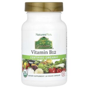 NaturesPlus Source of Life® Garden Vitamina B12 Orgânica Certificada 60 Cápsulas Veganas