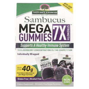 Natures Answer Sambucus Mega Gummies 7X Strength™ 202 mg 30 Gomas Veganas/Sem Gelatina
