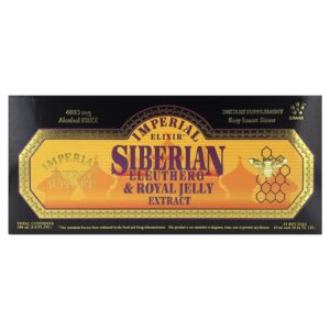 Imperial Elixir Extrato de Eleutero Siberiano e Geleia Real Sem Álcool 10 Frascos 10 ml (034 fl oz) Cada