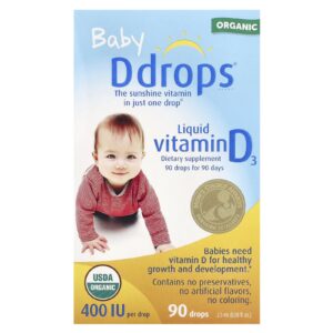Ddrops Bebês Vitamina D3 Líquida Orgânica 10 mcg (400 UI) 90 Gotas 25 ml (008 fl oz)