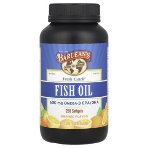 Barleans Fresh Catch® Óleo de Peixe Ômega-3 EPA/DHA Laranja 250 Cápsulas Softgel (300 mg por Cápsula Softgel)