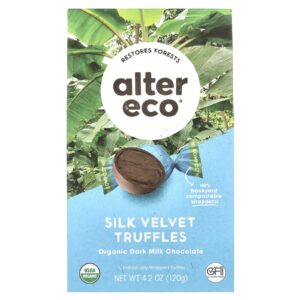 Alter Eco Chocolate Amargo Orgânico ao Leite Trufas de Veludo de Seda 10 Trufas Embaladas Individualmente 120 g (42 oz)