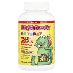 Natural Factors Big Friends® Multivitamínico e Minerais Fruto Silvestre 60 Comprimidos Mastigáveis