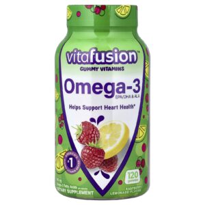 VitaFusion Ômega-3 EPA/DHA e ALA Limonada de Framboesa 120 Gomas