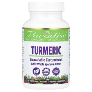 Paradise Herbs Cúrcuma 120 Cápsulas Vegetariana (250 mg por Cápsula)