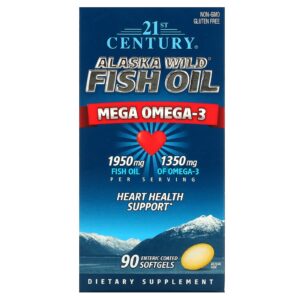 21st Century Óleo de Peixe Selvagem do Alasca Megaômega-3 90 Cápsulas Softgel com Revestimento Entérico