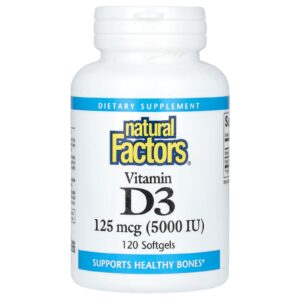 Natural Factors Vitamina D3 125 mcg (5.000 UI) 120 Cápsulas Softgel