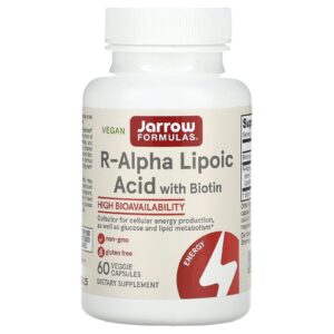 Jarrow Formulas Ácido R-Alfa-Lipoico com Biotina 60 Cápsulas Vegetais