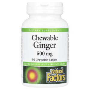 Natural Factors Gengibre Mastigável 500 mg 90 Comprimidos Mastigáveis